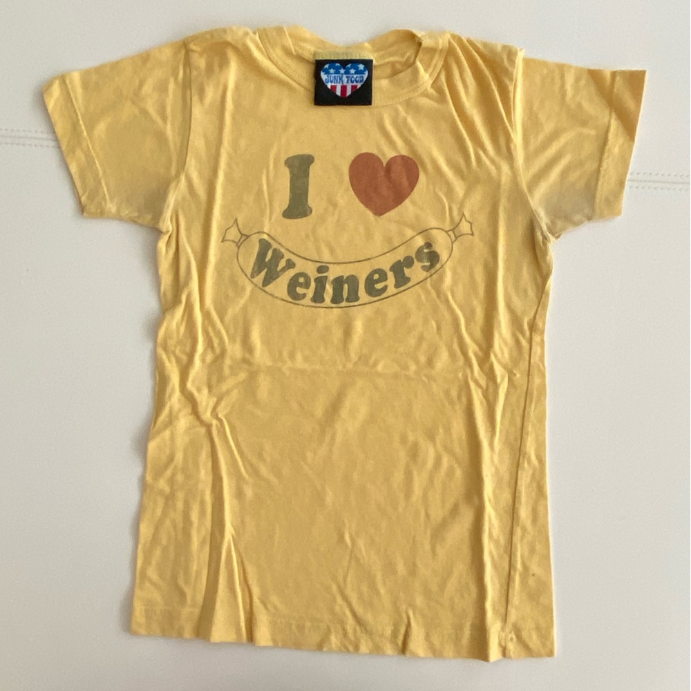 yellow junk food i 🤍 weiners t-shirt